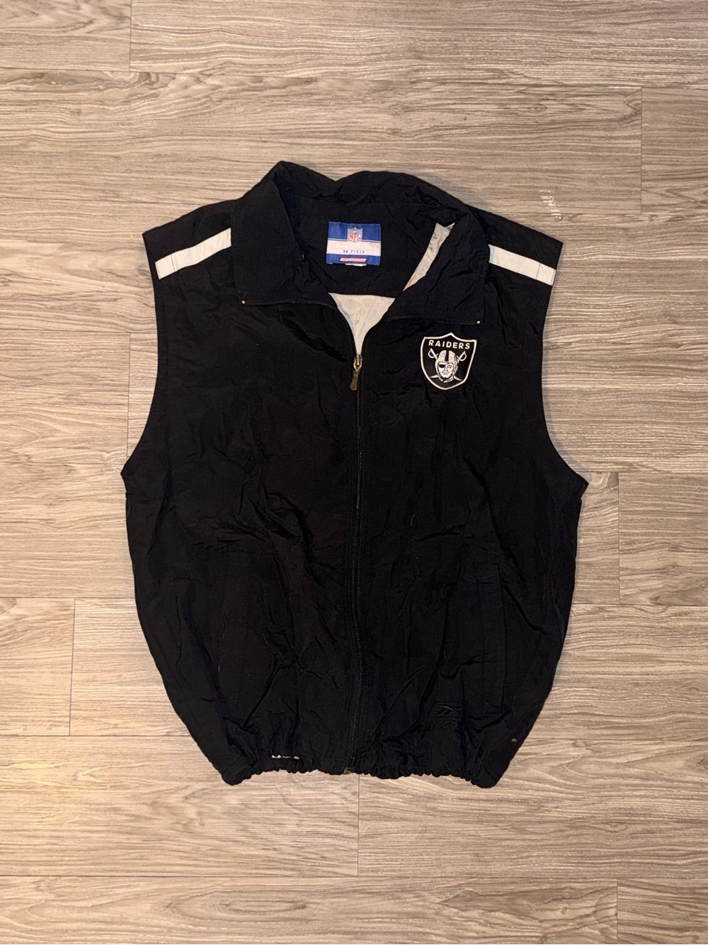 Vintage NFL Raiders Windbreaker Full Zip Vest Black Men’s Sz M Logo Football